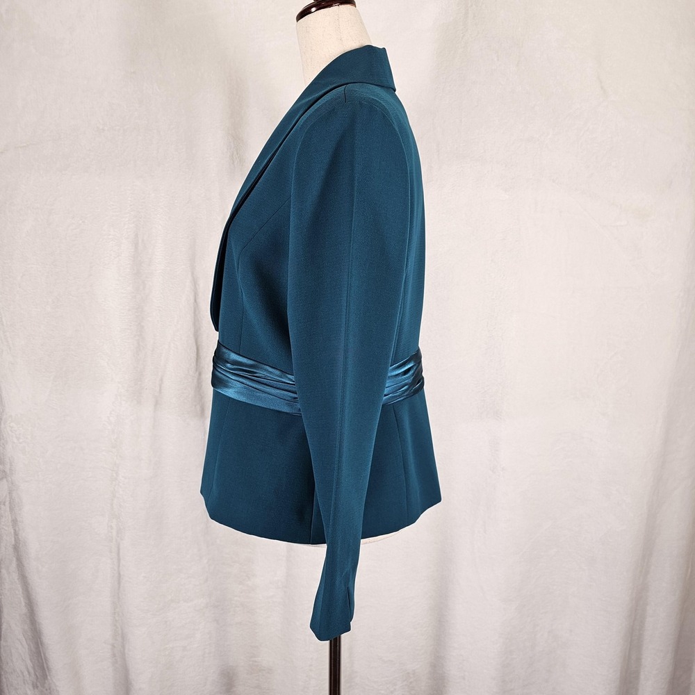 Coldwater Creek Blazer Womens 14P Blue Satin Waist‎ Shawl Collar Dressy Jacket - Picture 2 of 10